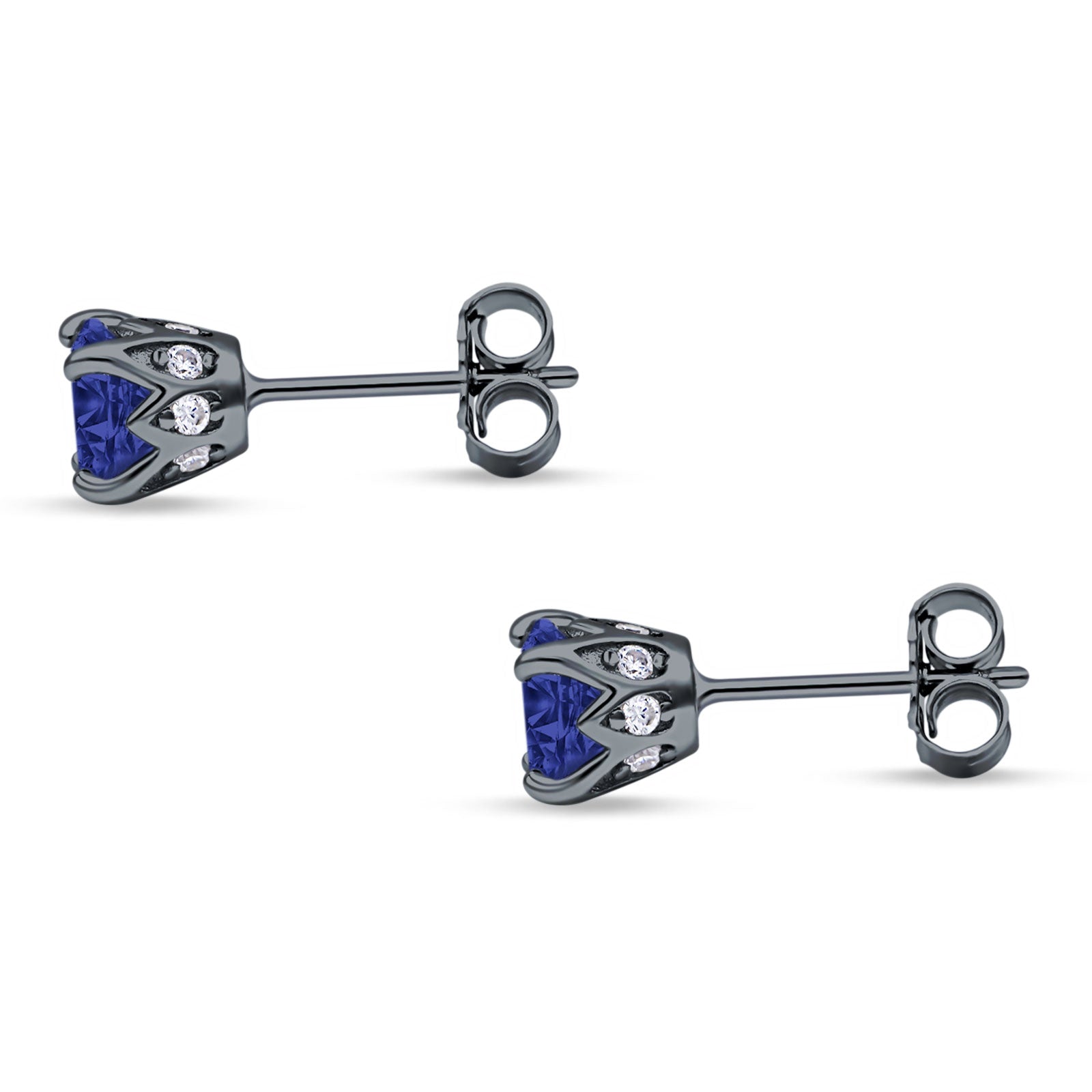Round Hidden Halo Stud Earring Cubic Zirconia 925 Sterling Silver