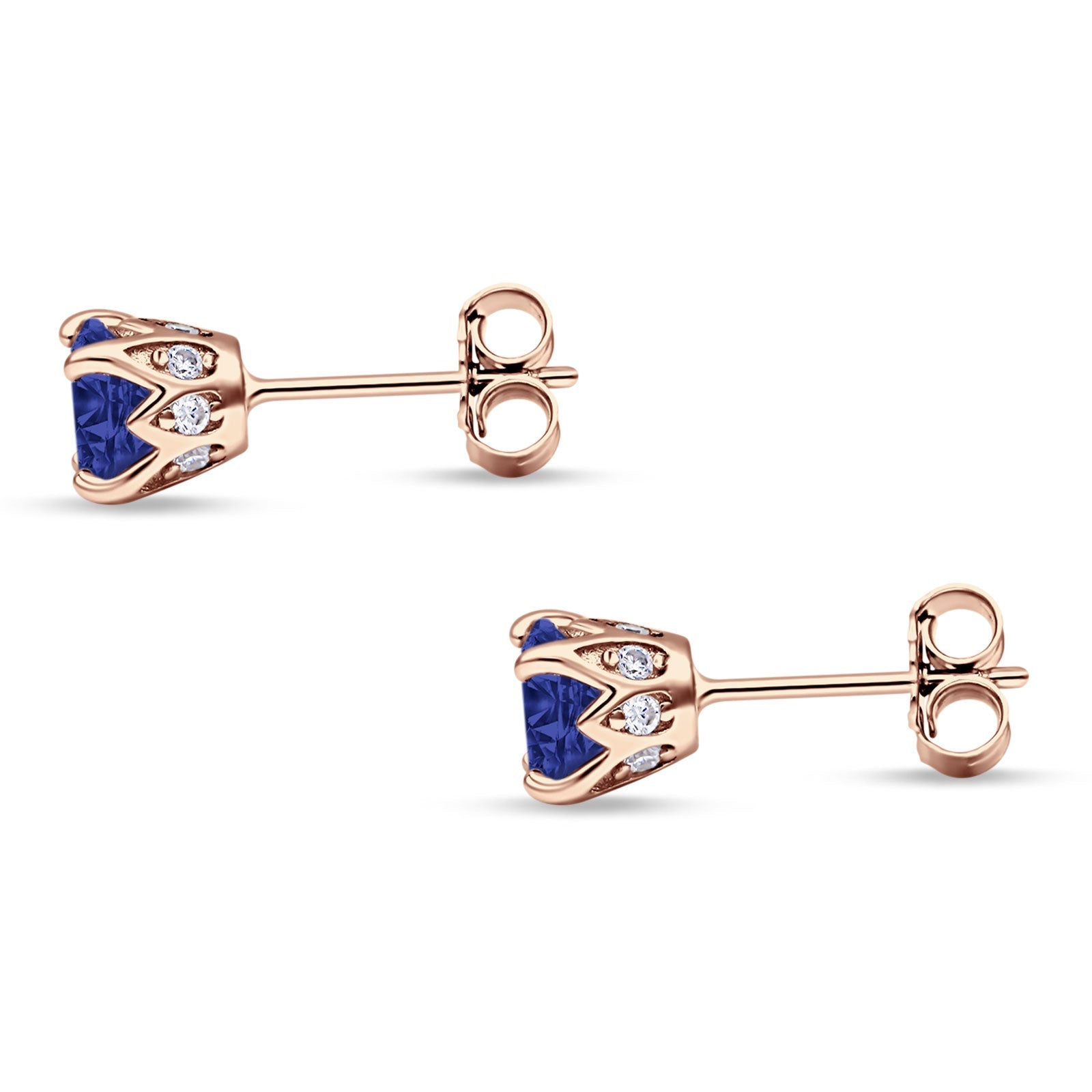 Round Hidden Halo Stud Earring Cubic Zirconia 925 Sterling Silver