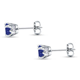 Round Hidden Halo Stud Earring Cubic Zirconia 925 Sterling Silver