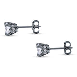 Round Hidden Halo Stud Earring Cubic Zirconia 925 Sterling Silver