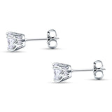 Round Hidden Halo Stud Earring Cubic Zirconia 925 Sterling Silver