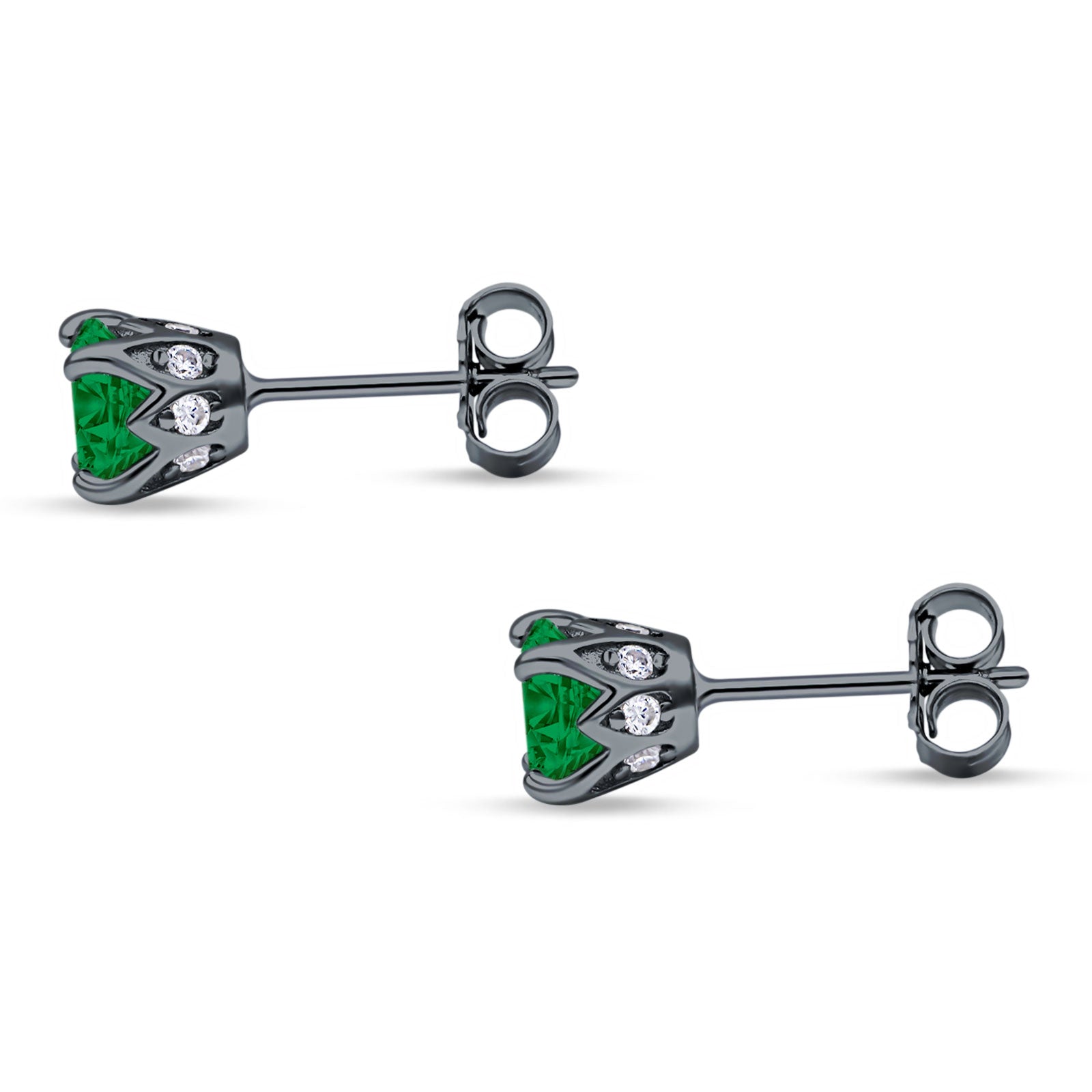 Round Hidden Halo Stud Earring Cubic Zirconia 925 Sterling Silver