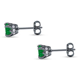 Round Hidden Halo Stud Earring Cubic Zirconia 925 Sterling Silver