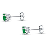 Round Hidden Halo Stud Earring Cubic Zirconia 925 Sterling Silver