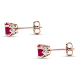 Round Hidden Halo Stud Earring Cubic Zirconia 925 Sterling Silver