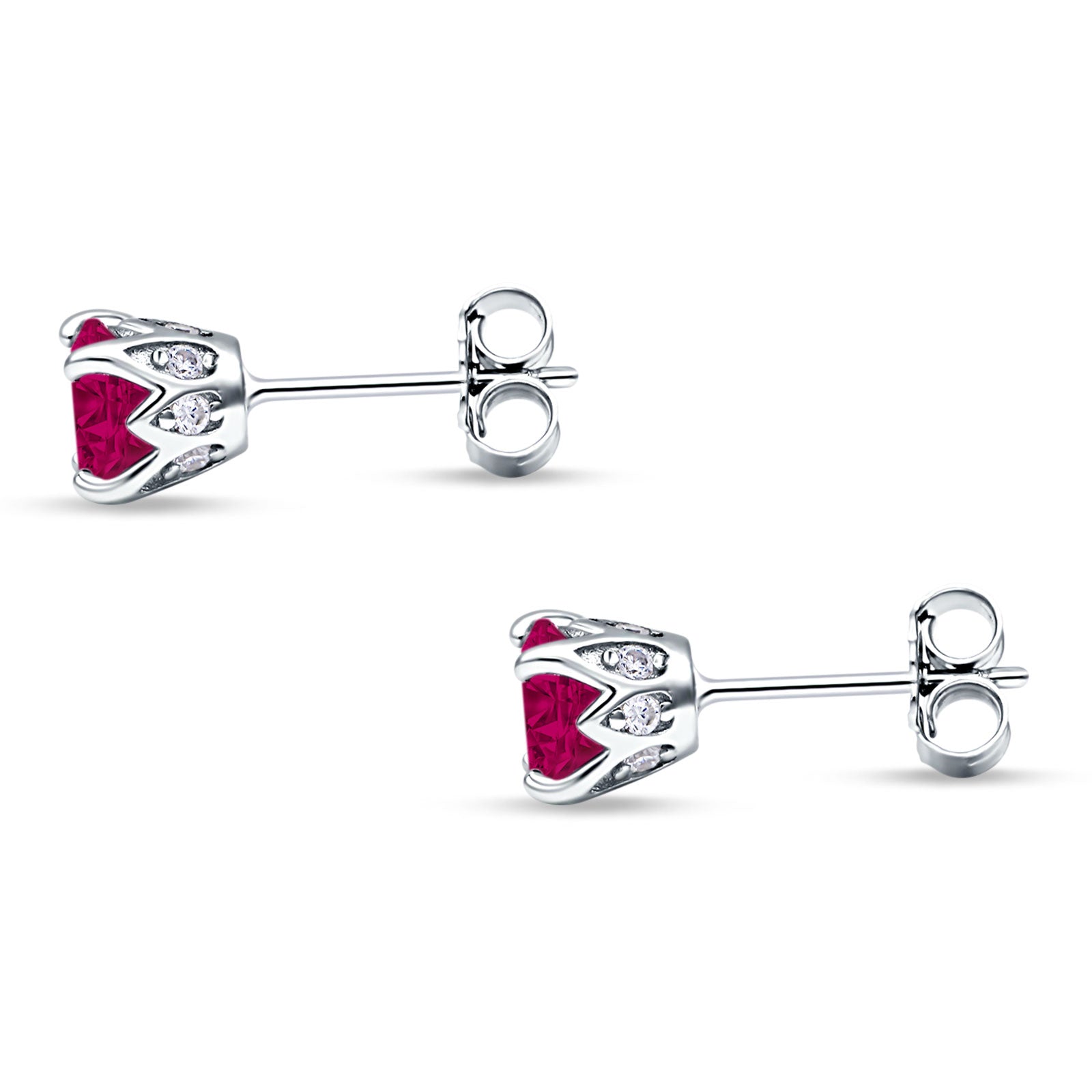 Round Hidden Halo Stud Earring Cubic Zirconia 925 Sterling Silver