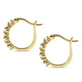 Half Eternity Huggie Hoop Earrings Cubic Zirconia 925 Sterling Silver