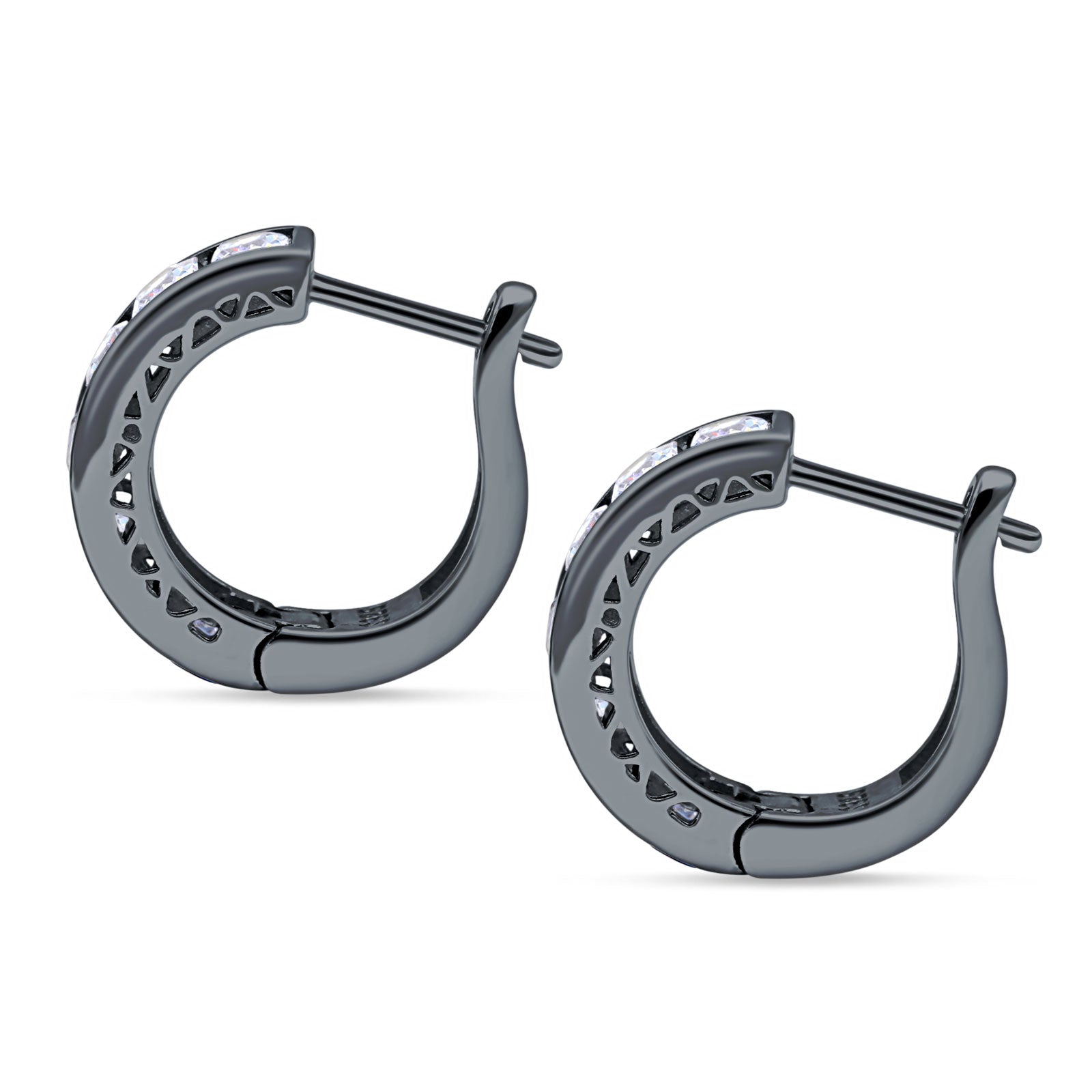 Minimalist Princess Huggie Hoop Earrings Cubic Zirconia 925 Sterling Silver