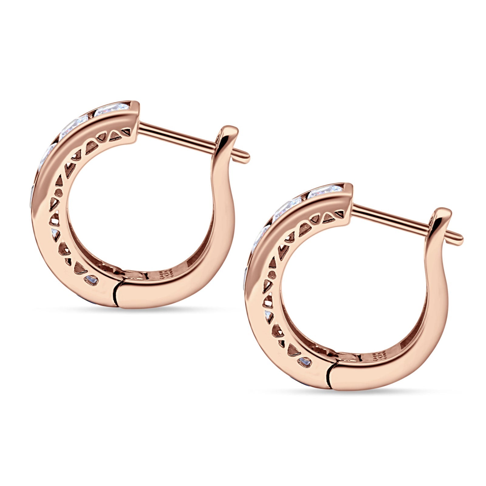 Minimalist Princess Huggie Hoop Earrings Cubic Zirconia 925 Sterling Silver