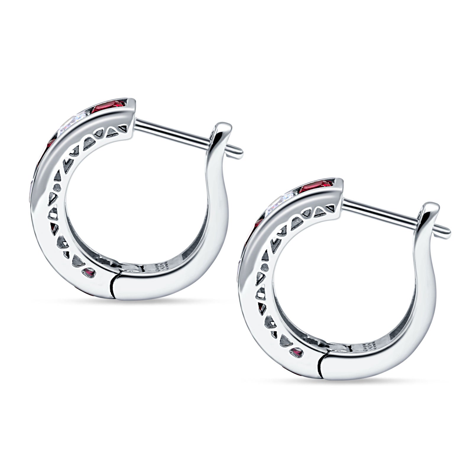 Minimalist Princess Huggie Hoop Earrings Cubic Zirconia 925 Sterling Silver