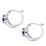 Halo Round Huggie Hoop Earrings Cubic Zirconia 925 Sterling Silver