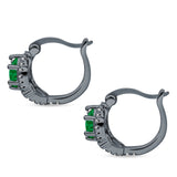 Halo Round Huggie Hoop Earrings Cubic Zirconia 925 Sterling Silver