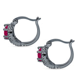 Halo Round Huggie Hoop Earrings Cubic Zirconia 925 Sterling Silver