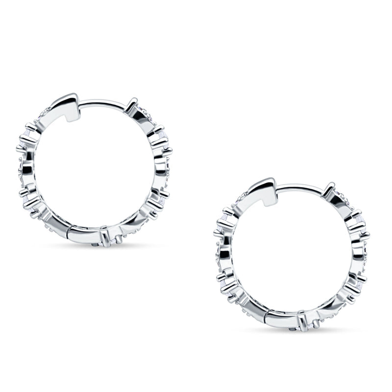 Huggie Hoop Earrings Cubic Zirconia 925 Sterling Silver