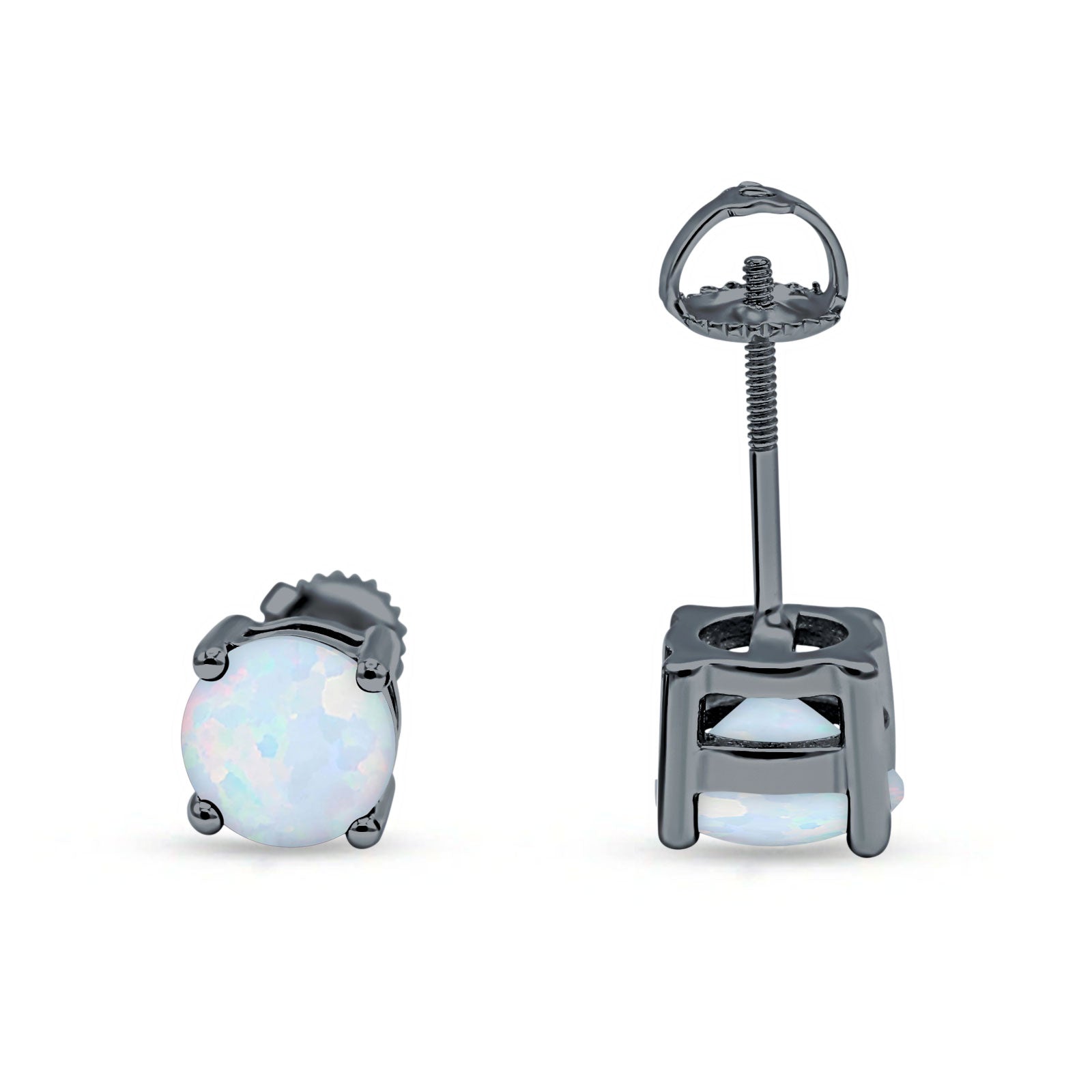 Solitaire Screw Back Stud Earring Brilliant Round Simulated Cubic Zirconia Solid 925 Sterling Silver