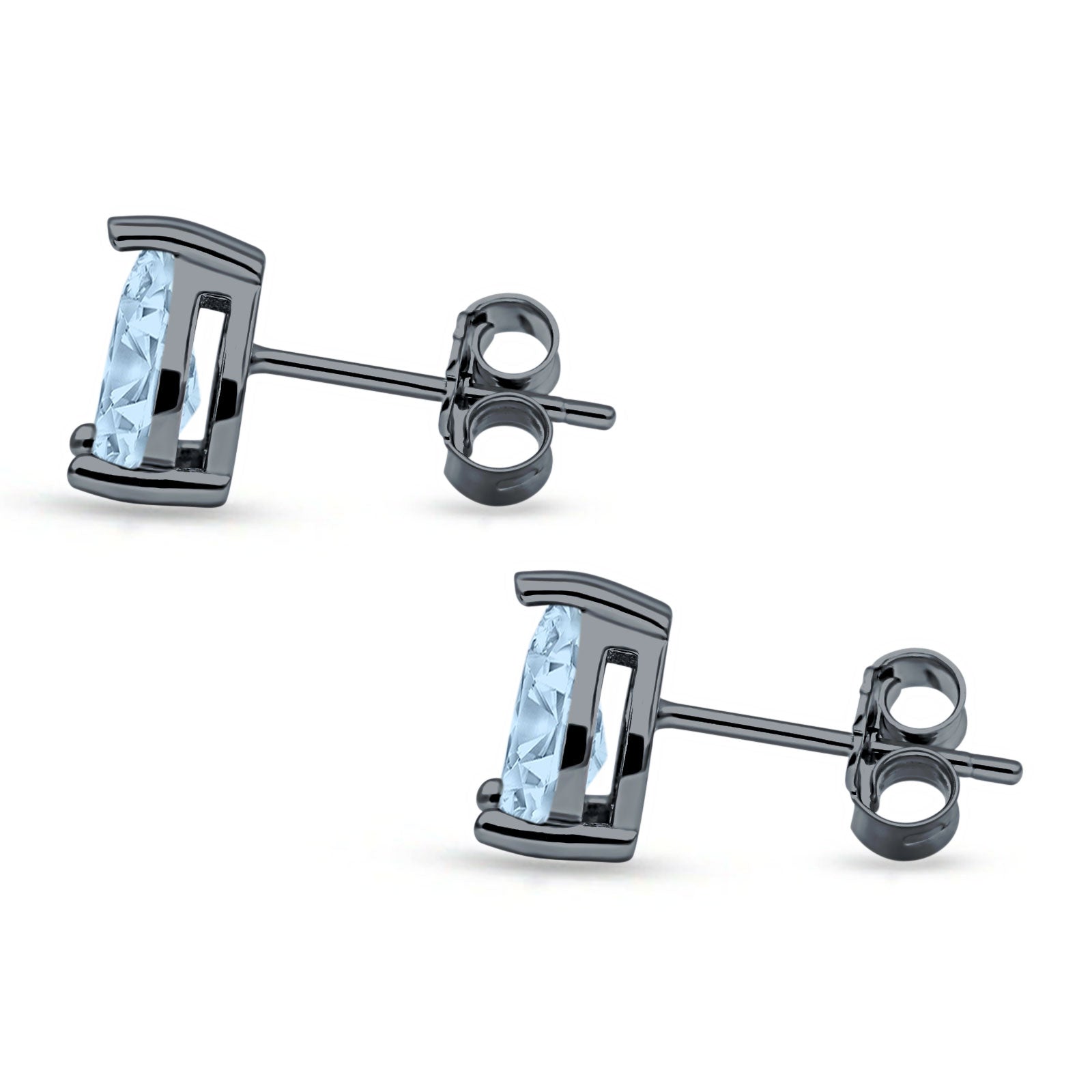 Art Deco Pear Shape Solitaire Push Back Stud Earring 8mmX6mm Excellent Simulated Cubic Zirconia Solid 925 Sterling Silver
