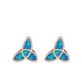 Lab Opal Triangle Celtic Stud Earrings Solid 925 Sterling Silver (12mm)