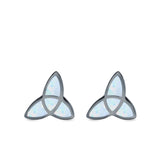 Lab Opal Triangle Celtic Stud Earrings Solid 925 Sterling Silver (12mm)