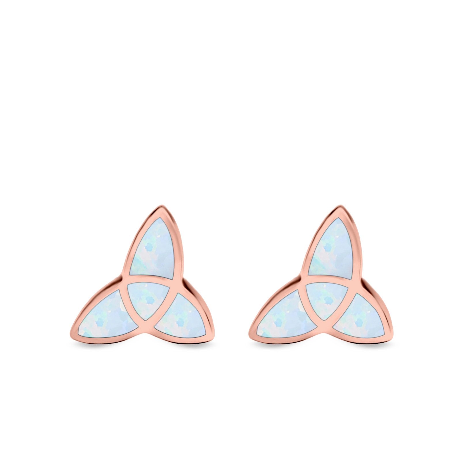 Lab Opal Triangle Celtic Stud Earrings Solid 925 Sterling Silver (12mm)