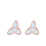 Lab Opal Triangle Celtic Stud Earrings Solid 925 Sterling Silver (12mm)