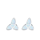 Lab Opal Triangle Celtic Stud Earrings Solid 925 Sterling Silver (12mm)