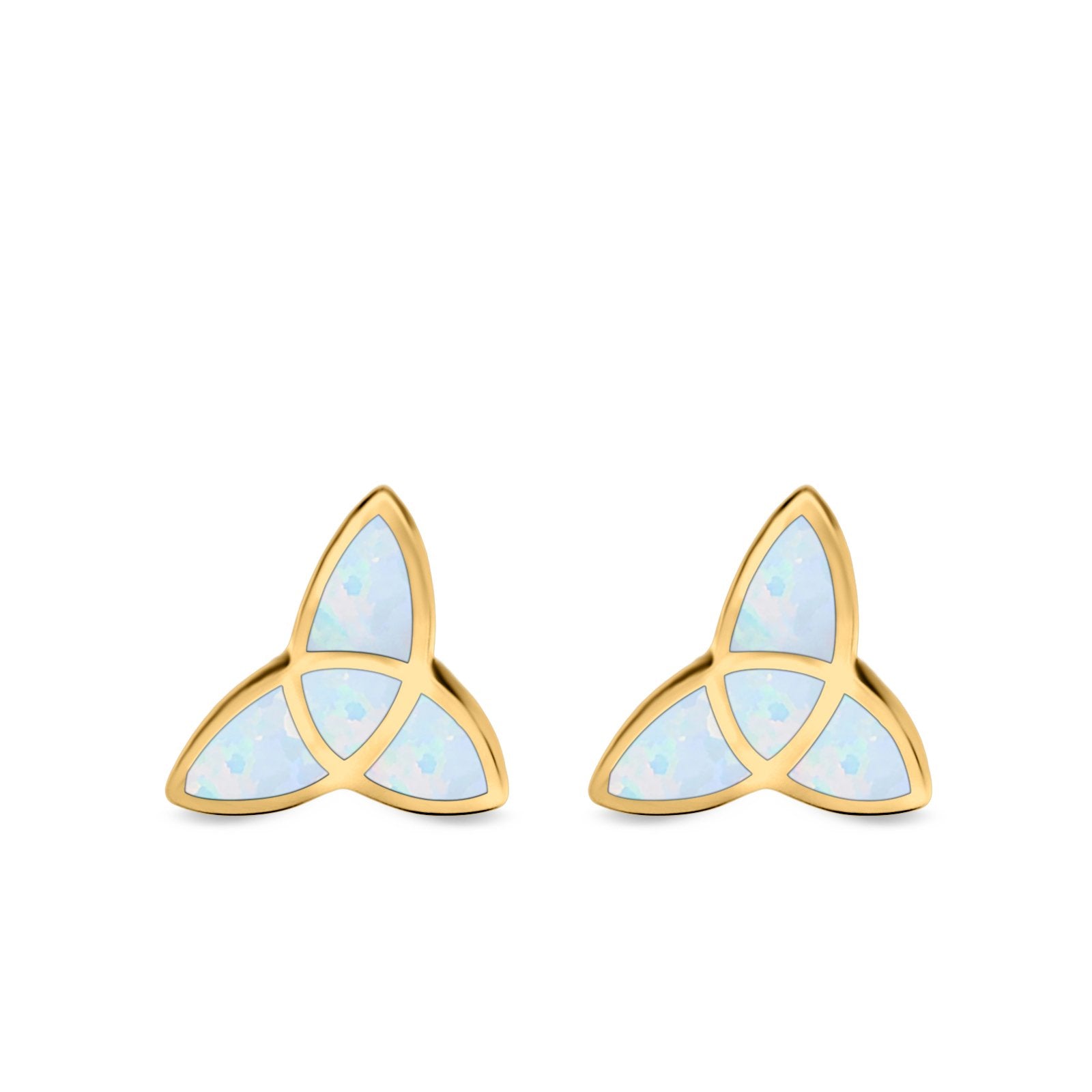 Lab Opal Triangle Celtic Stud Earrings Solid 925 Sterling Silver (12mm)
