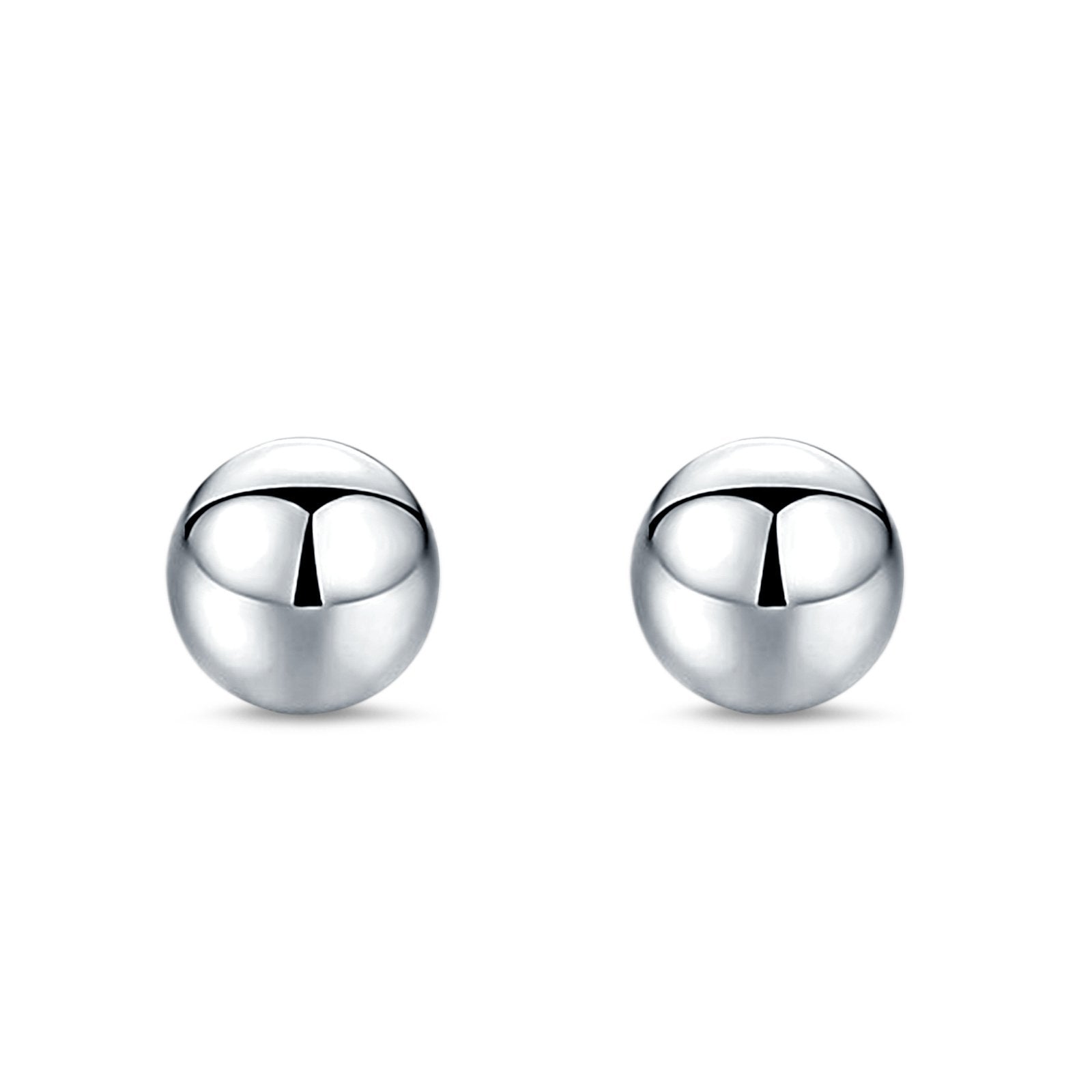 Ball Stud Earrings Round 925 Sterling Silver (2mm-18mm)