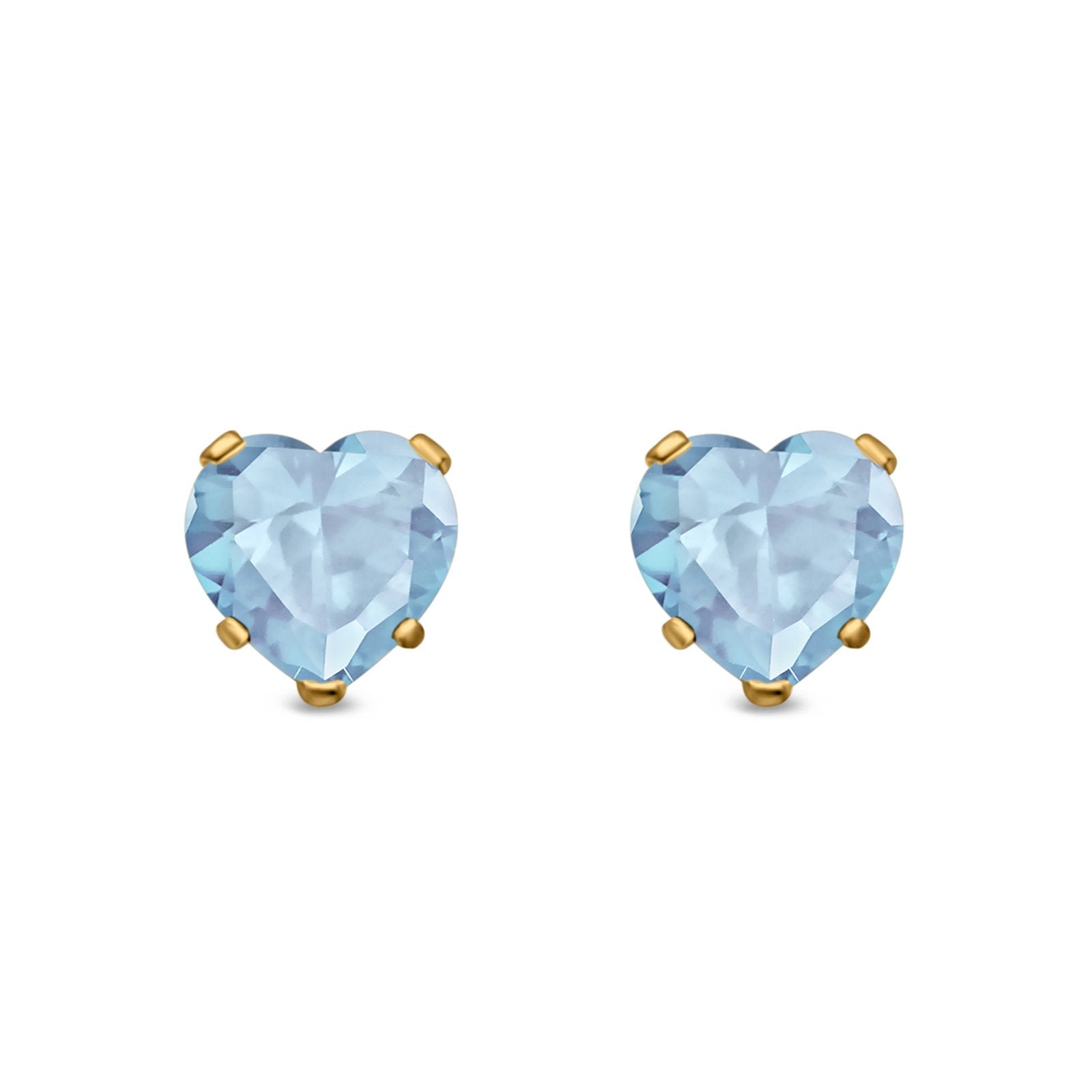 Heart Stud Earrings Simulated Cubic Zirconia 925 Sterling Silver (4mm-8mm)