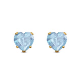Heart Stud Earrings Simulated Cubic Zirconia 925 Sterling Silver (4mm-8mm)