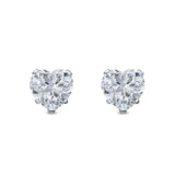 Heart Stud Earrings Simulated Cubic Zirconia 925 Sterling Silver (4mm-8mm)