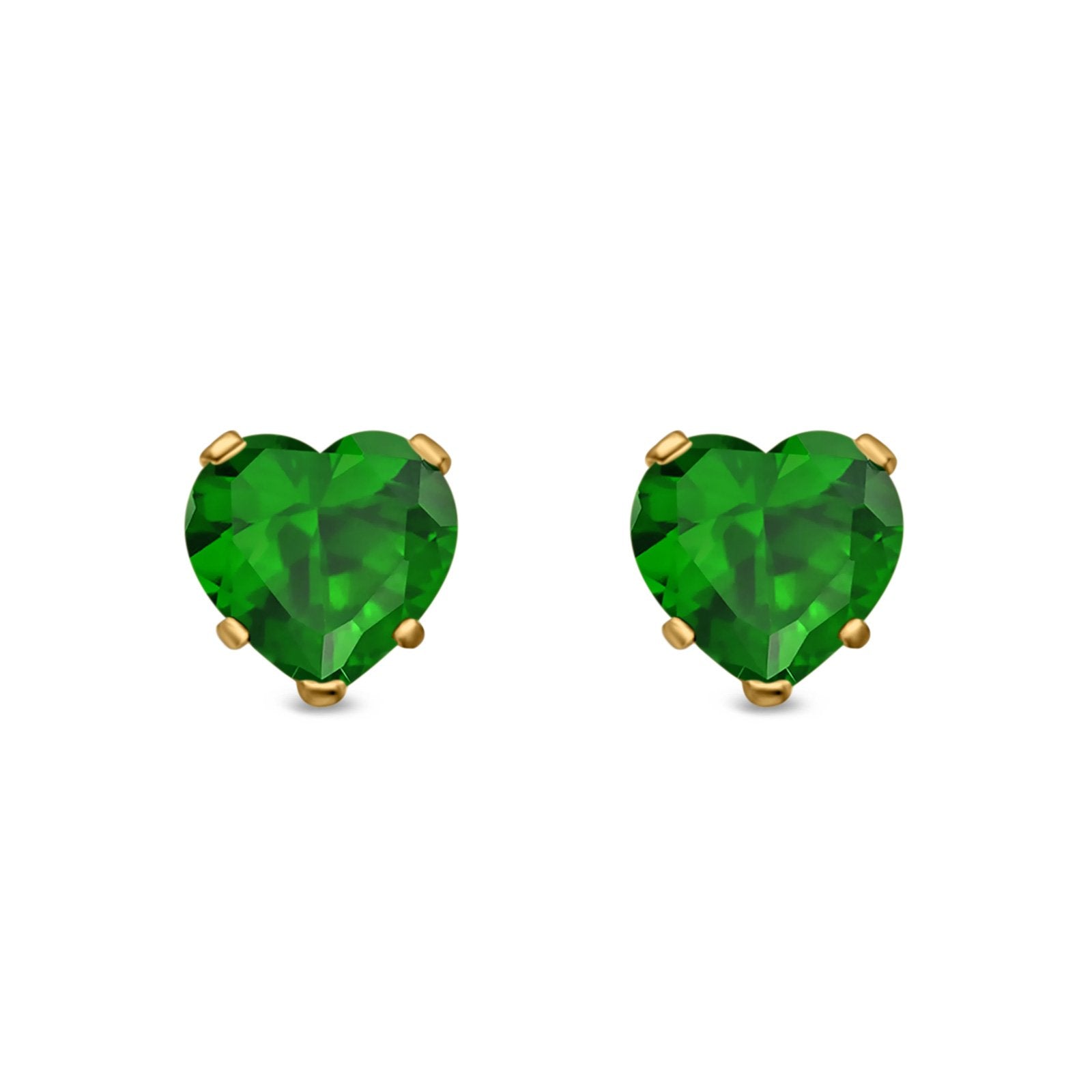 Heart Stud Earrings Simulated Cubic Zirconia 925 Sterling Silver (4mm-8mm)