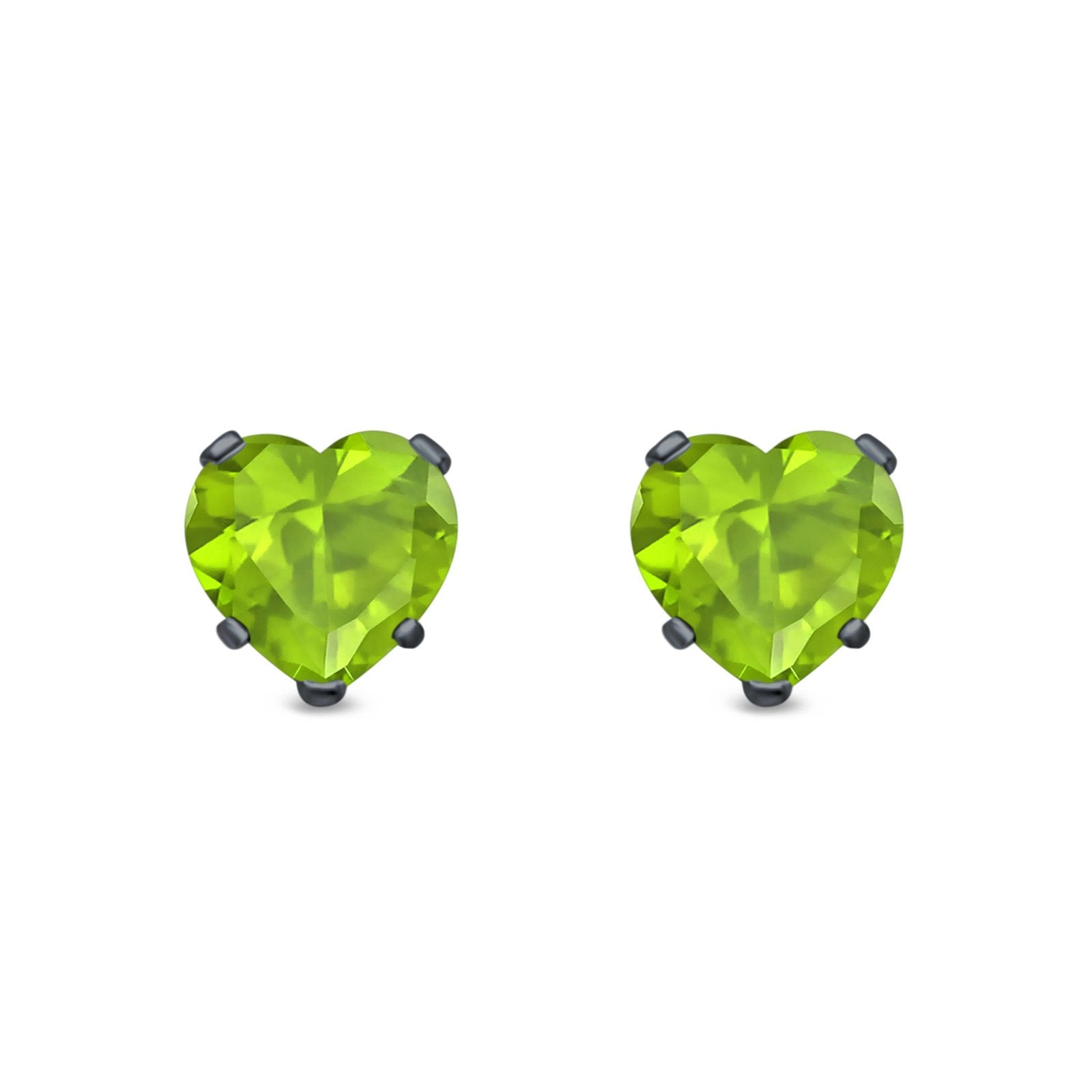 Heart Stud Earrings Simulated Cubic Zirconia 925 Sterling Silver (4mm-8mm)