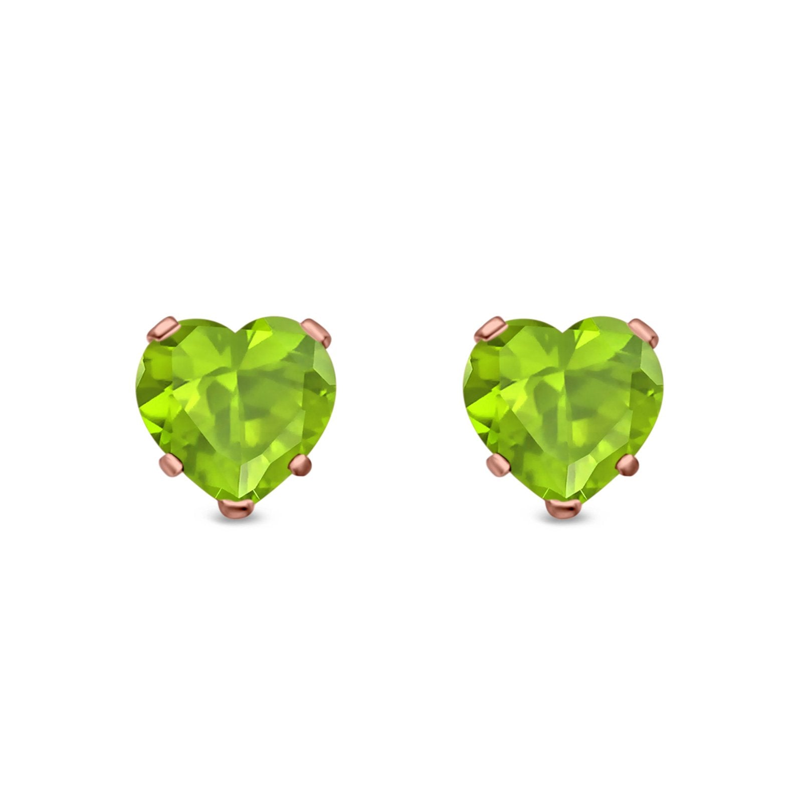 Heart Stud Earrings Simulated Cubic Zirconia 925 Sterling Silver (4mm-8mm)