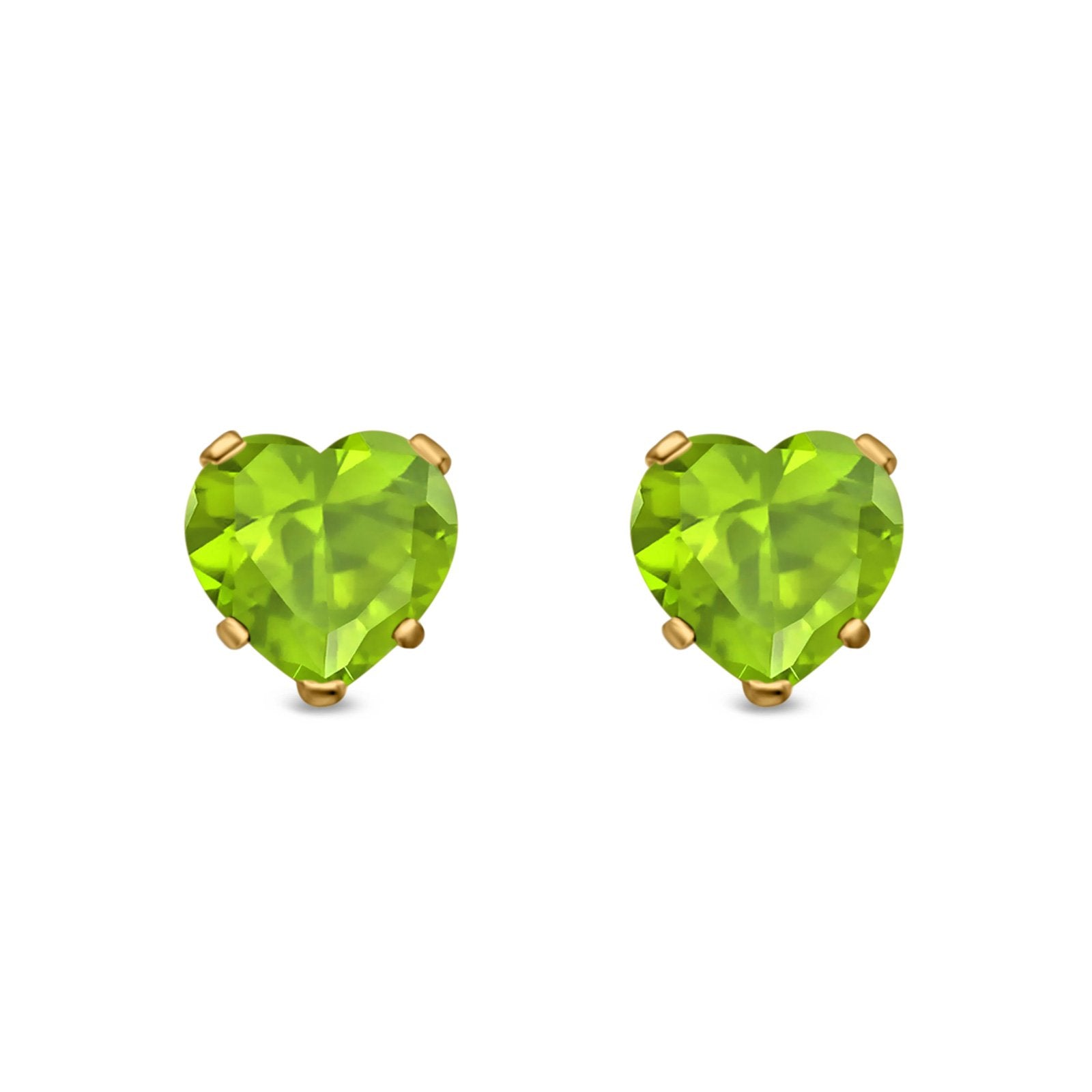 Heart Stud Earrings Simulated Cubic Zirconia 925 Sterling Silver (4mm-8mm)