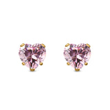 Heart Stud Earrings Simulated Cubic Zirconia 925 Sterling Silver (4mm-8mm)