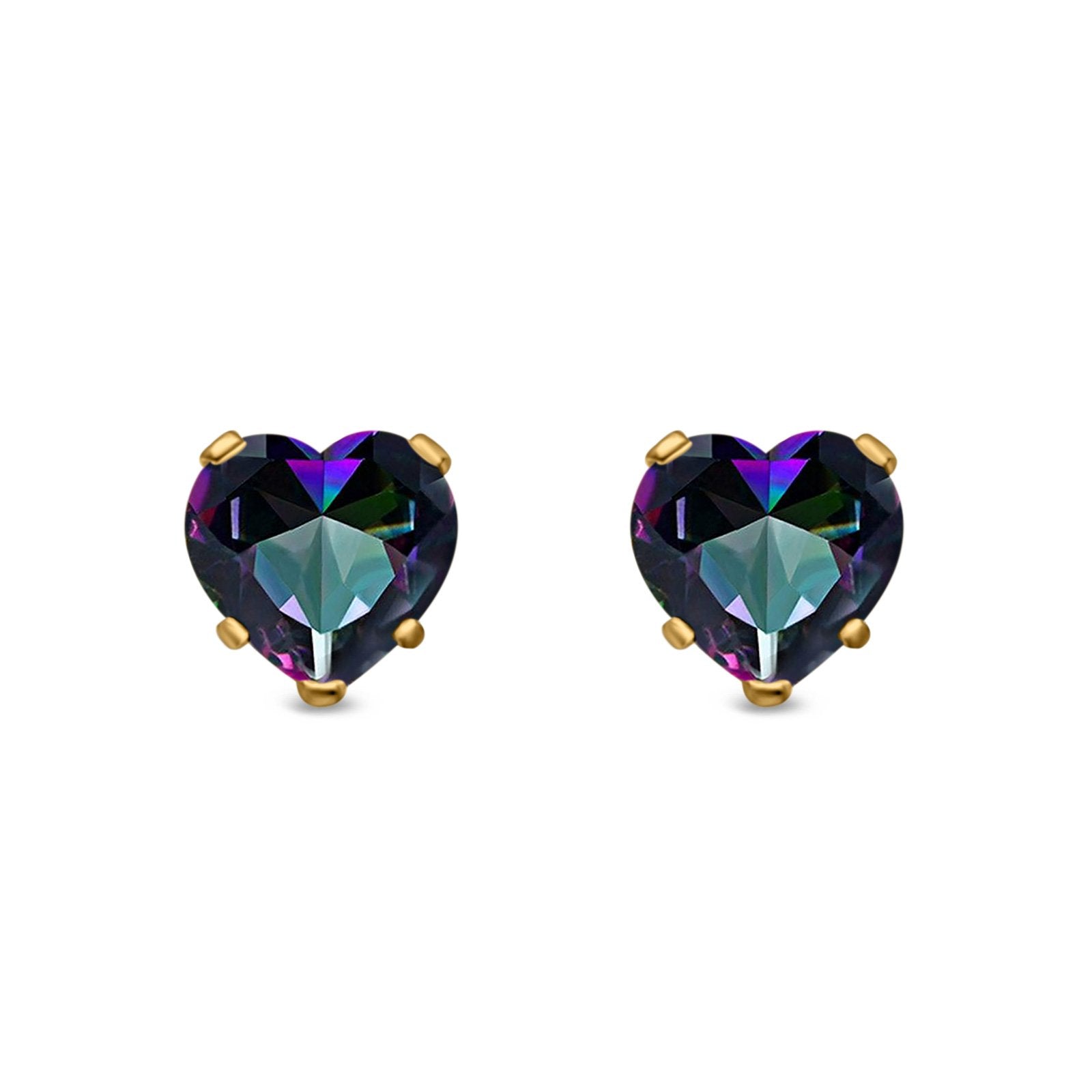 Heart Stud Earrings Simulated Cubic Zirconia 925 Sterling Silver (4mm-8mm)