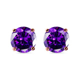 Stud Earrings Round Simulated Cubic Zirconia 925 Sterling Silver (3mm-12mm)