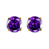 Stud Earrings Round Simulated Cubic Zirconia 925 Sterling Silver (3mm-12mm)