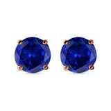 Stud Earrings Round Simulated Cubic Zirconia 925 Sterling Silver (3mm-12mm)