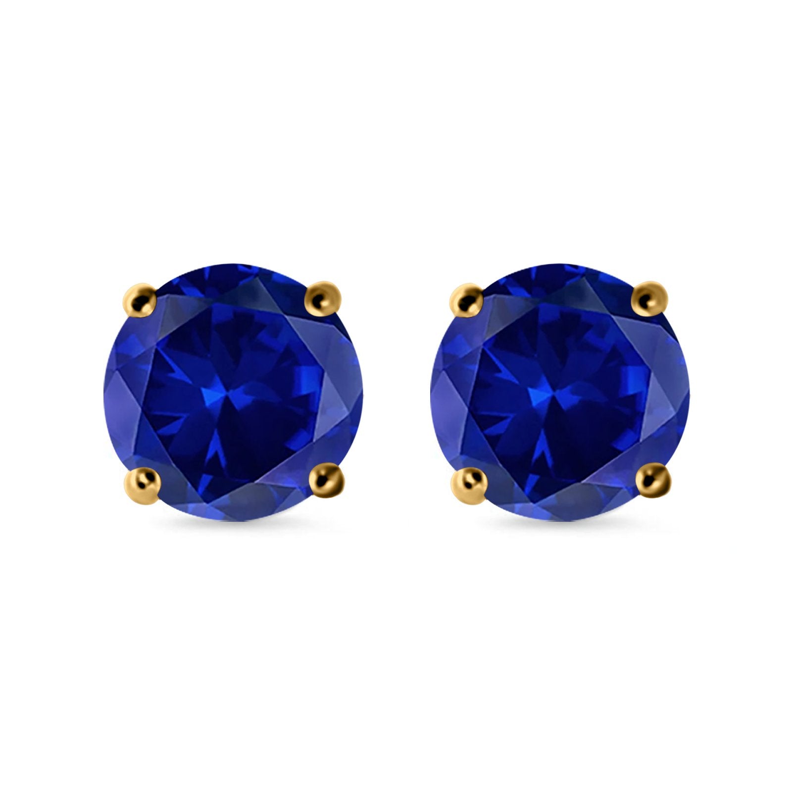 Stud Earrings Round Simulated Cubic Zirconia 925 Sterling Silver (3mm-12mm)