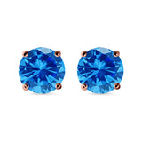 Stud Earrings Round Simulated Cubic Zirconia 925 Sterling Silver (3mm-12mm)
