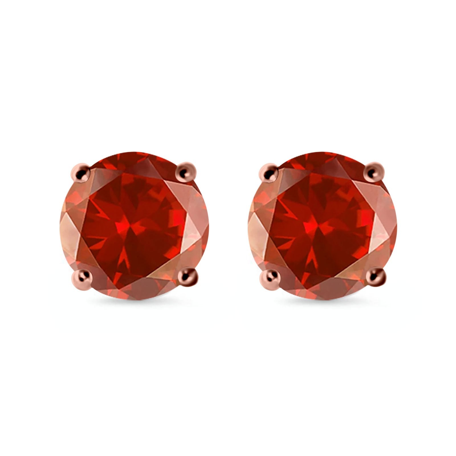Stud Earrings Round Simulated Cubic Zirconia 925 Sterling Silver (3mm-12mm)