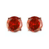 Stud Earrings Round Simulated Cubic Zirconia 925 Sterling Silver (3mm-12mm)
