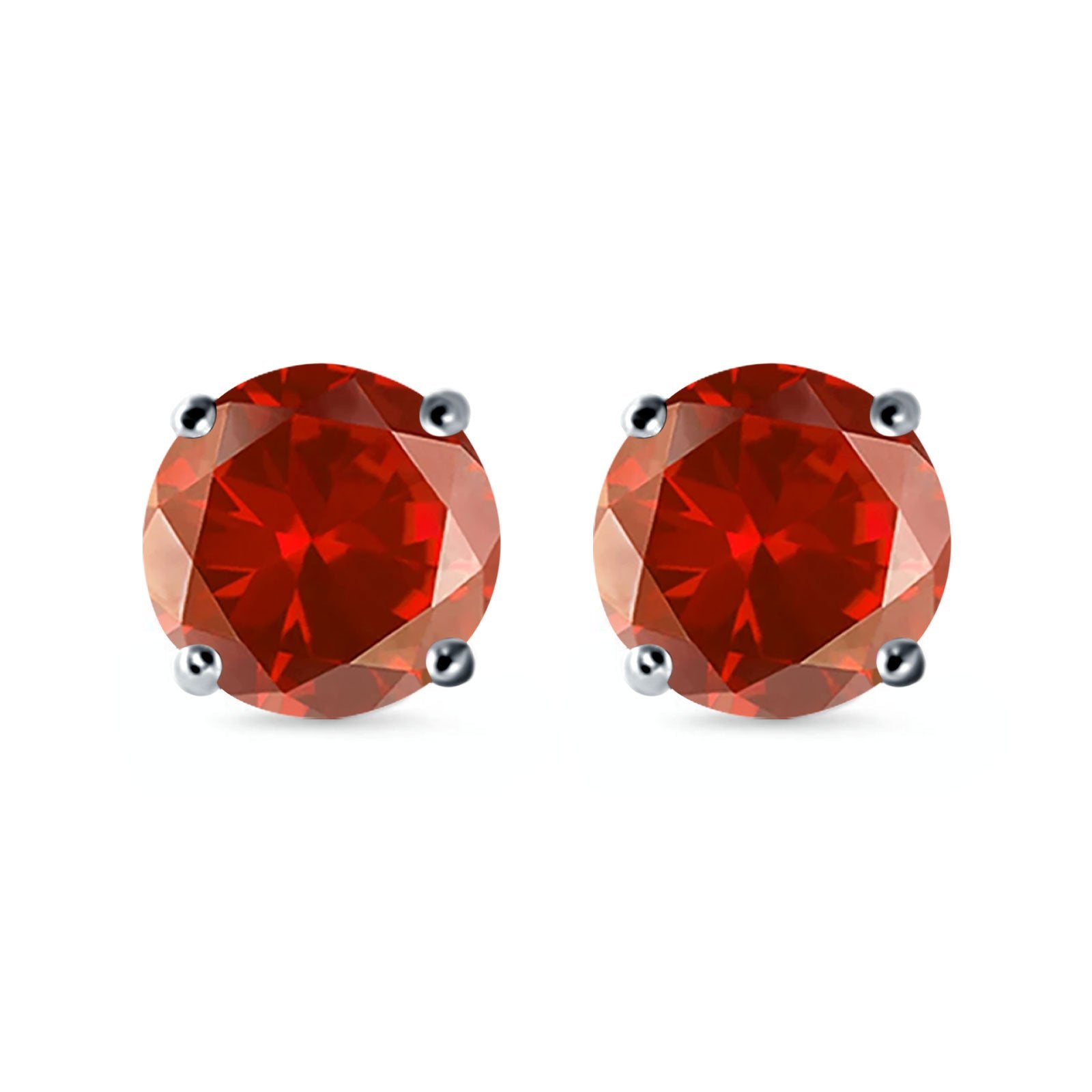 Stud Earrings Round Simulated Cubic Zirconia 925 Sterling Silver (3mm-12mm)