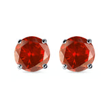 Stud Earrings Round Simulated Cubic Zirconia 925 Sterling Silver (3mm-12mm)