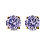 Stud Earrings Round Simulated Cubic Zirconia 925 Sterling Silver (3mm-12mm)