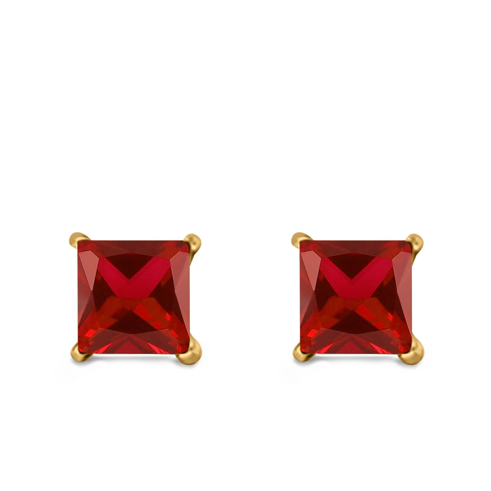 Halo Stud Earrings Princess Cut Simulated Cubic Zirconia 925 Sterling Silver (4mm-10mm)