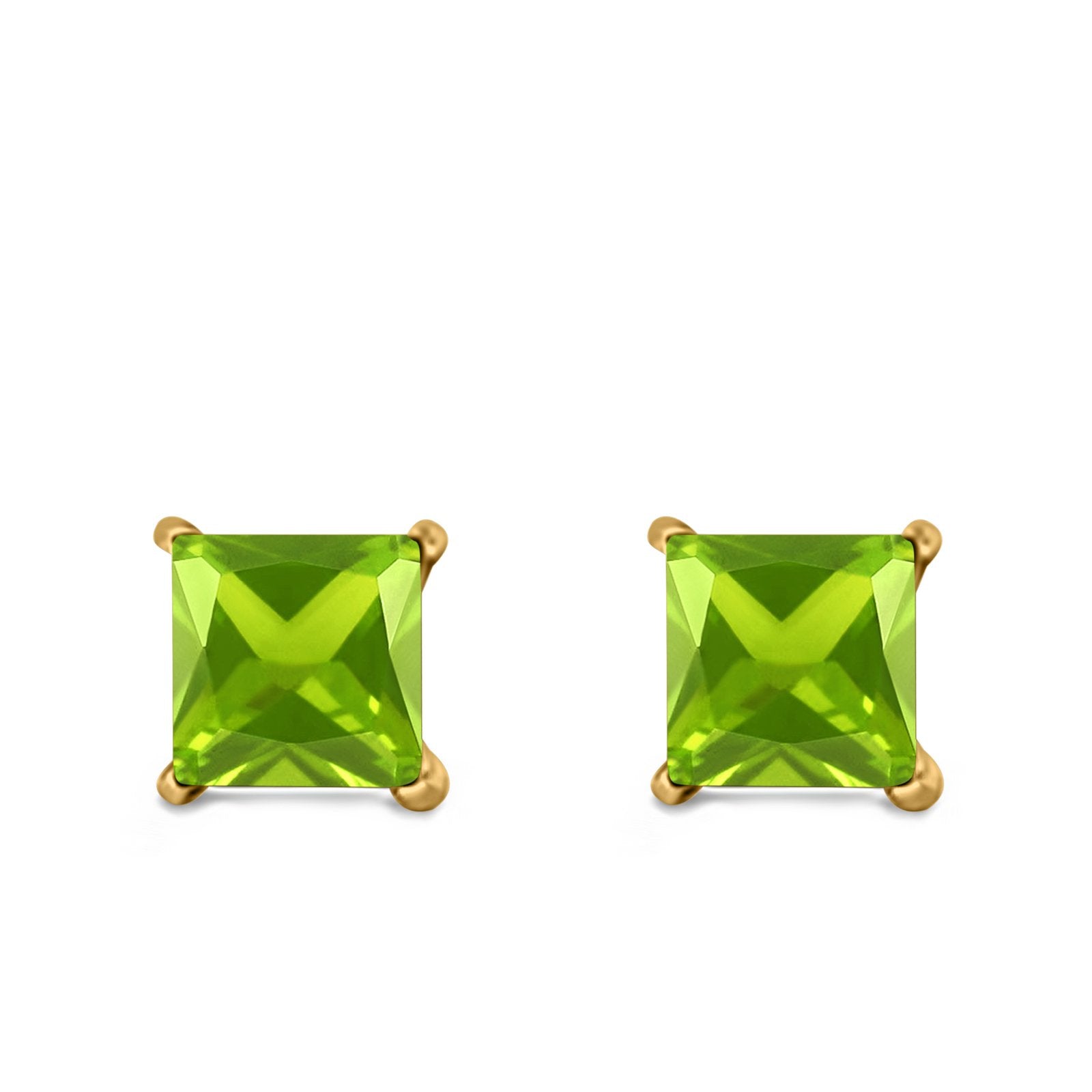 Halo Stud Earrings Princess Cut Simulated Cubic Zirconia 925 Sterling Silver (4mm-10mm)