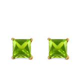 Halo Stud Earrings Princess Cut Simulated Cubic Zirconia 925 Sterling Silver (4mm-10mm)