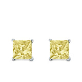 Halo Stud Earrings Princess Cut Simulated Cubic Zirconia 925 Sterling Silver (4mm-10mm)